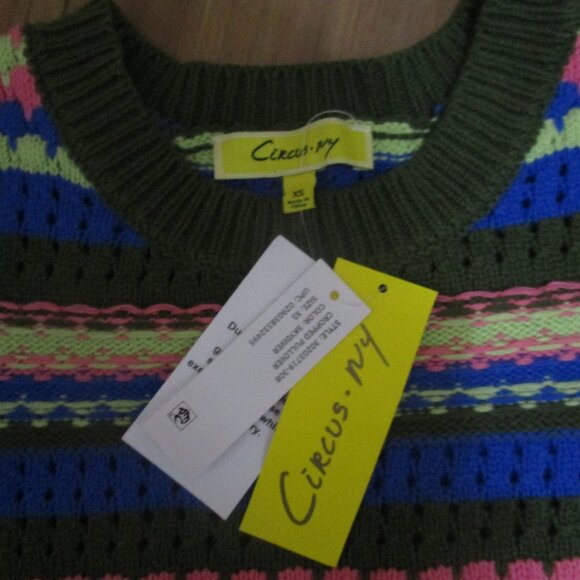 Circus by Sam Edelman stripe crochet crop sweater knit chunky striped NWT XS - Picture 6 of 16